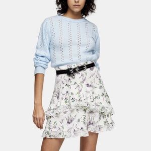 TOPSHOP Floral Layered Ruffle Skirt US 4